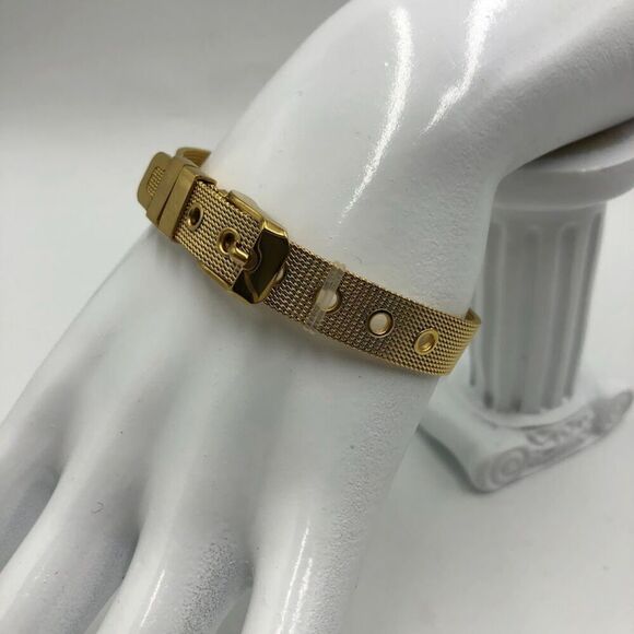18K Gold Plated Stainless Steel Buckle Style Bracelet Waterproof Hypoall… - Picture 4 of 13
